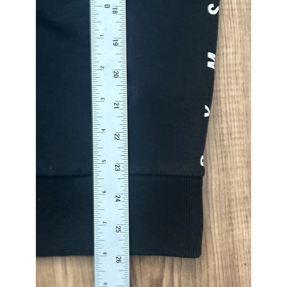 Gymshark Hoodie Mens Medium Black Tape Logo Spellout Sleeves Athletic Gym - Picture 10 of 11